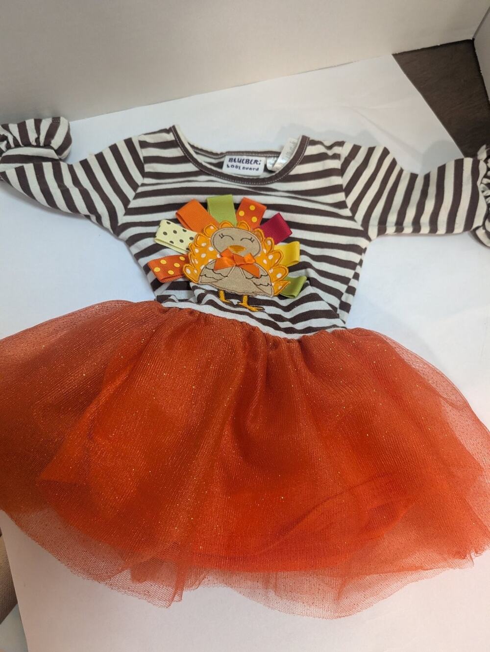 Blueberry Boulevard 24M Fall Baby Girls Thanksgiving Turkey Tutu Dress TOP only